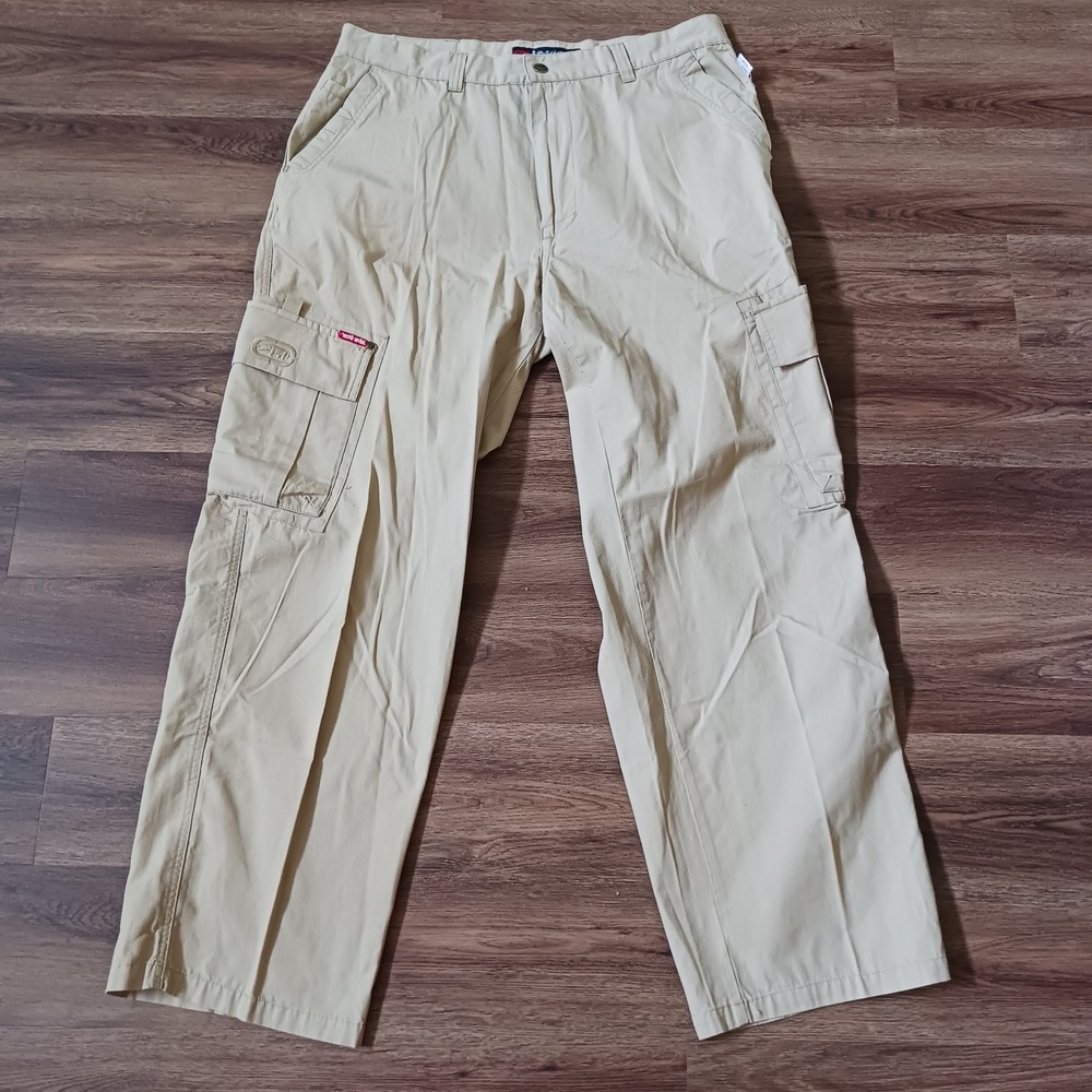 Ecko Unltd Mens Cargo Pants 38 Khaki Tan Ripstop Cotton Wide Leg Y2K Streetwear